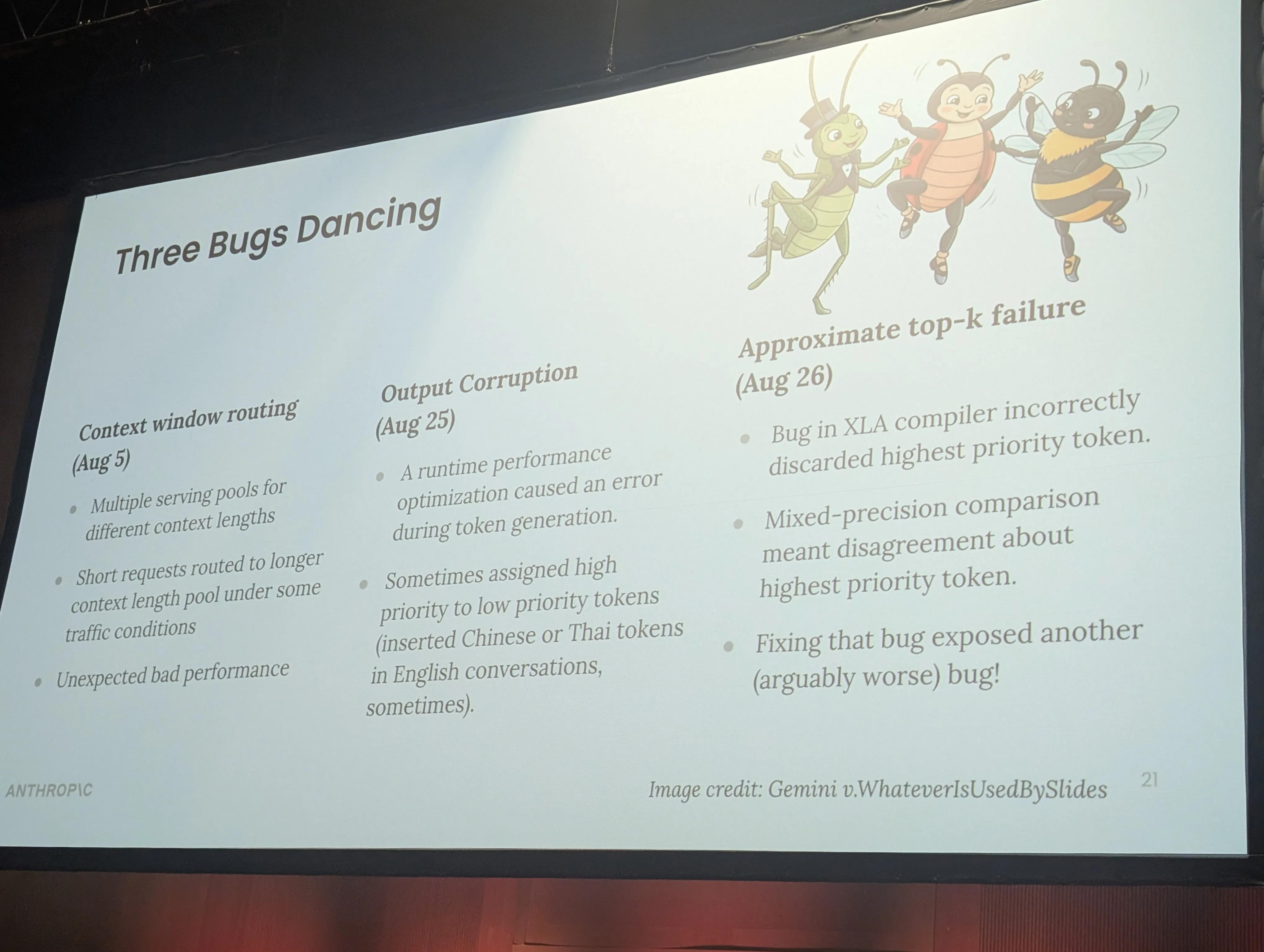 Slide from Todd Underwood&rsquo;s talk on SRE challenges at Anthropic