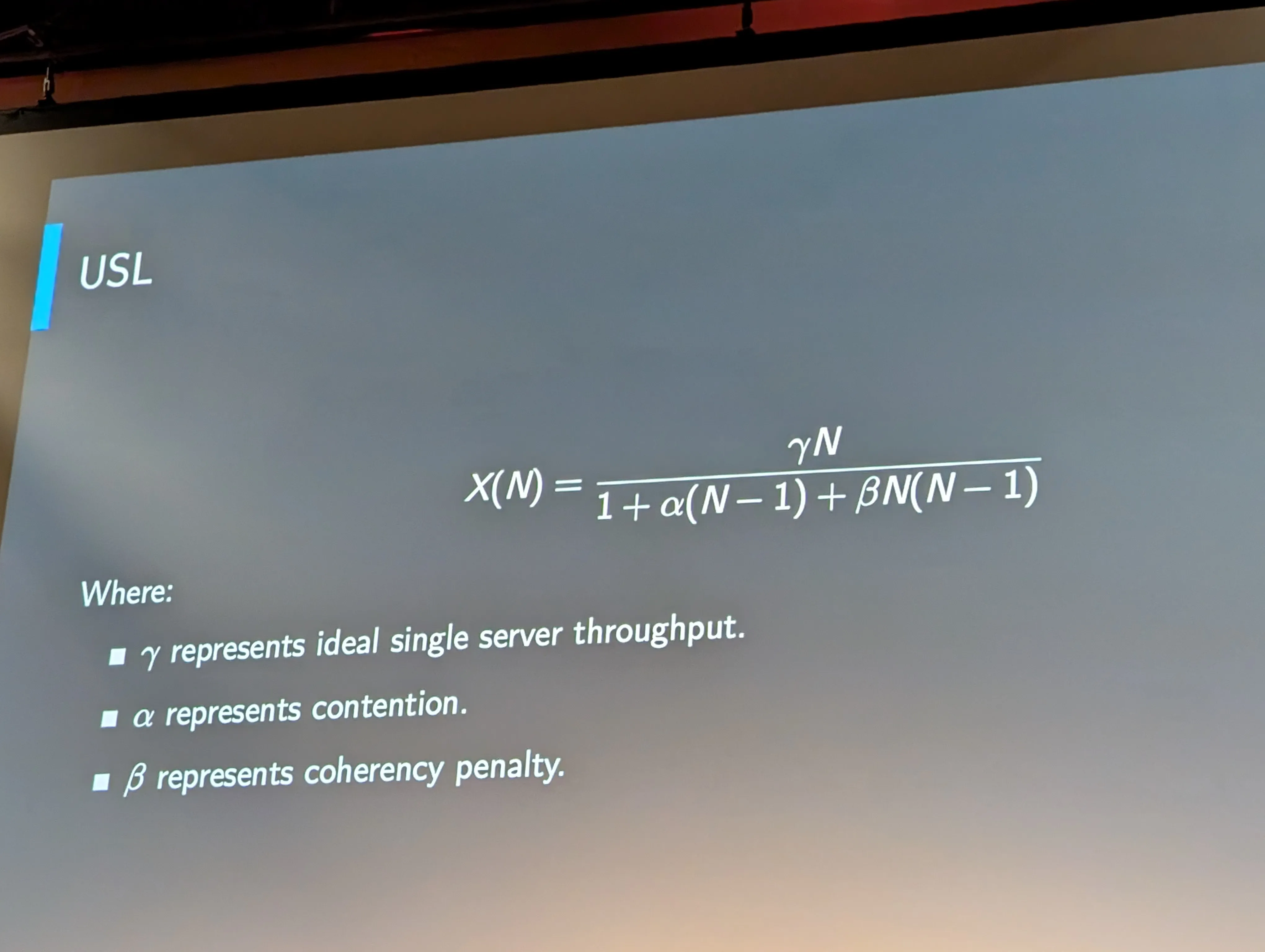 Slide showing combined USL effects on throughput