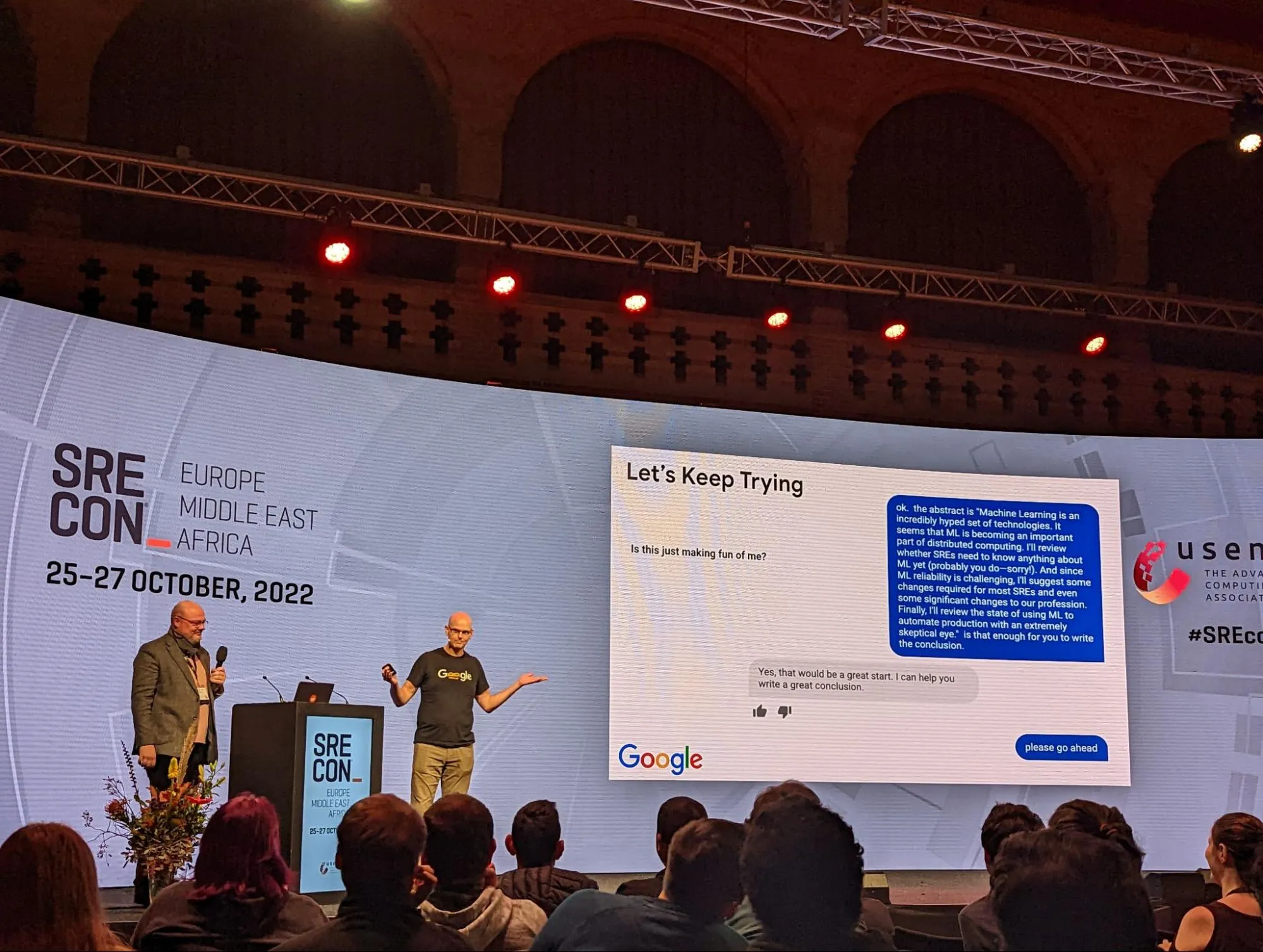 An image of Niall and Todd acting out Todd&rsquo;s conversation with the AI